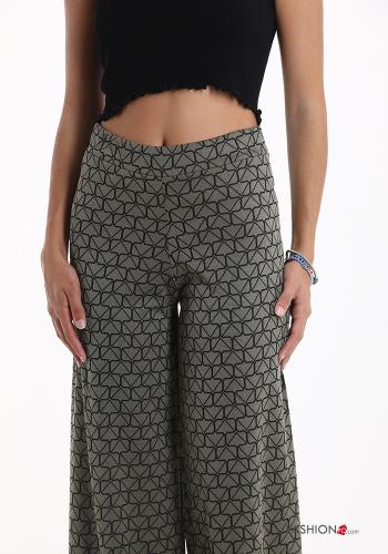 Geometric pattern wide leg Trousers with elastic - ph 4