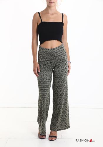 Geometric pattern wide leg Trousers with elastic - ph 5
