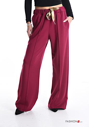 wide leg Trousers with pockets with elastic with ribbon - ph 1