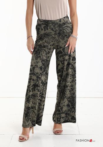 Blumenmuster wide leg Hose mit gummizug - ph 1