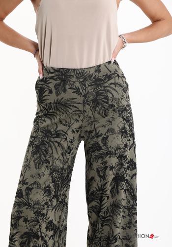 Blumenmuster wide leg Hose mit gummizug - ph 4