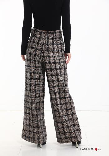 Tartan-Muster wide leg Hose aus Baumwolle mit Reißverschluss - ph 2