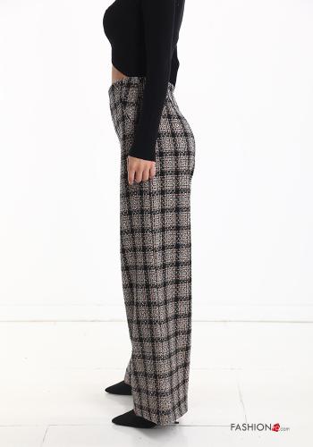 Tartan-Muster wide leg Hose aus Baumwolle mit Reißverschluss - ph 3