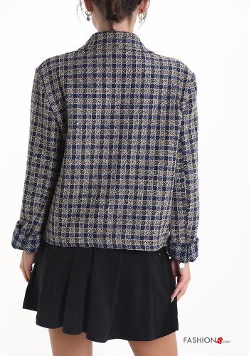 Tartan-Muster Jacke aus Baumwolle mit Knöpfen ohne Futter mit Taschen - ph 2