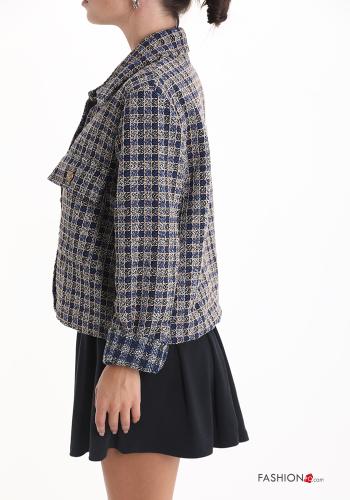 Tartan-Muster Jacke aus Baumwolle mit Knöpfen ohne Futter mit Taschen - ph 3