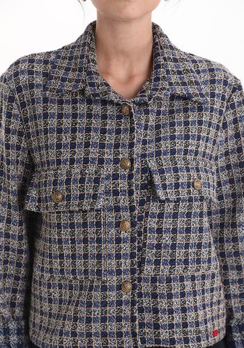 Tartan-Muster Jacke aus Baumwolle mit Knöpfen ohne Futter mit Taschen - ph 4