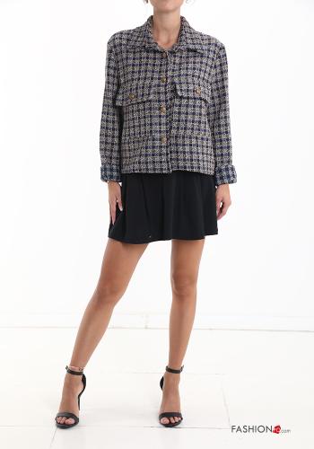 Tartan-Muster Jacke aus Baumwolle mit Knöpfen ohne Futter mit Taschen - ph 5