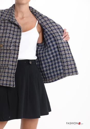 Tartan-Muster Jacke aus Baumwolle mit Knöpfen ohne Futter mit Taschen - ph 6