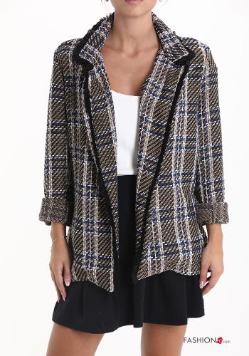 Tartan Cotton Blazer with fringe without lining - ph 1