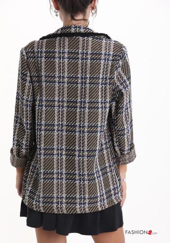 Tartan Cotton Blazer with fringe without lining - ph 2