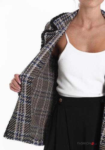 Tartan Cotton Blazer with fringe without lining - ph 4