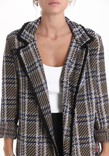 Tartan Cotton Blazer with fringe without lining - ph 5