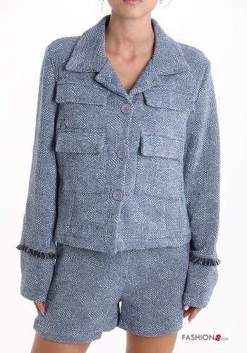 Veste en Coton Imprimé jacquard à boutons sans doublure - ph 1