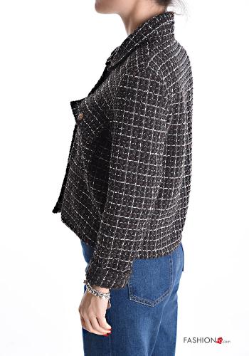 Giacca in Cotone tipo “Chanel” con colletto Fantasia geometrica con bottoni con tasche - ph 3
