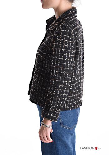 Veste en Coton Tweed à collet à Imprimé Géométrique à boutons - ph 3