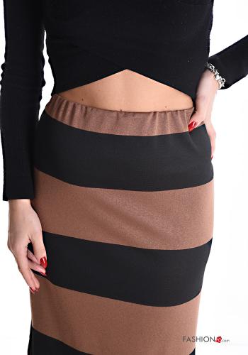 Gonna Longuette Fantasia righe con elastico con spacco - ph 4