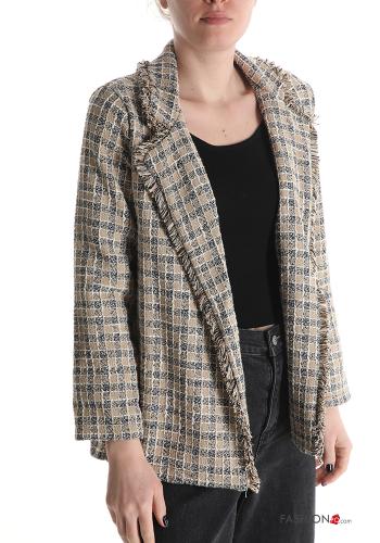 Blazer en Coton Imprimé vichy à franges sans doublure - ph 1