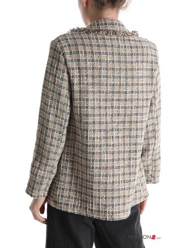 Blazer en Coton Imprimé vichy à franges sans doublure - ph 2