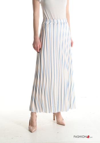 Striped pleated Longuette Skirt with elastic