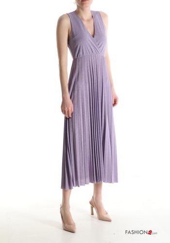 Abito lungo senza maniche plissé lurex scollo a V - ph 1