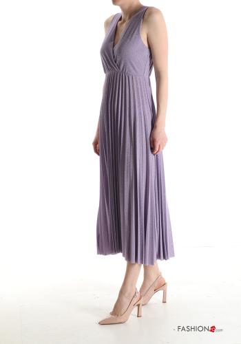 Abito lungo senza maniche plissé lurex scollo a V - ph 3