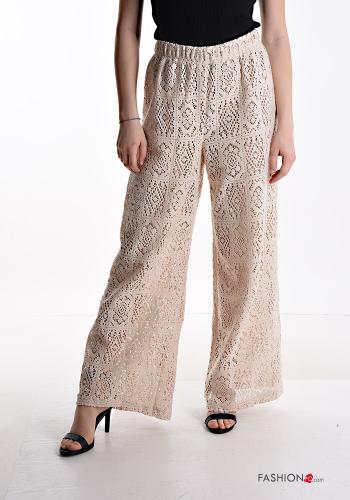 Spitze- wide leg Hose aus Baumwolle mit gummizug - ph 1