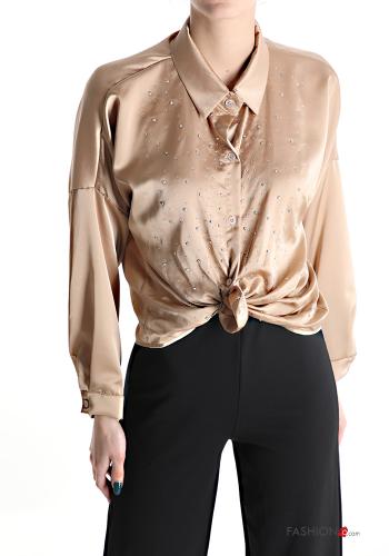 Chemise satin avec strass à noeud - ph 1