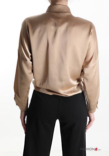 Chemise satin avec strass à noeud - ph 2