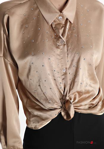 Chemise satin avec strass à noeud - ph 4
