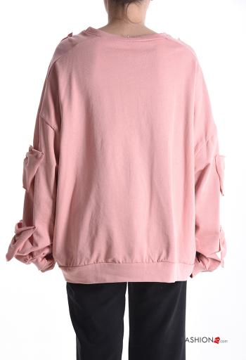 Maglione in Cotone maniche lunghe girocollo con fiocco con perle - ph 2