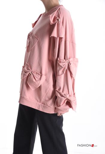 Maglione in Cotone maniche lunghe girocollo con fiocco con perle - ph 3