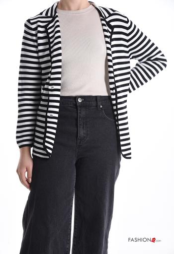 Cardigan maniche lunghe Fantasia righe con bottoni - ph 1