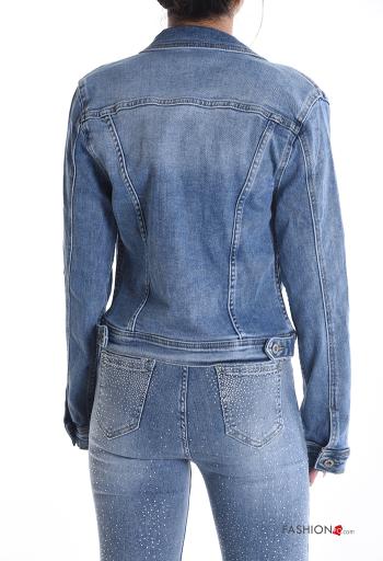 denim long sleeve Cotton Jacket with buttons with pockets - ph 2