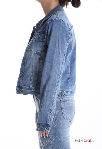 denim long sleeve Cotton Jacket with buttons with pockets - ph 3