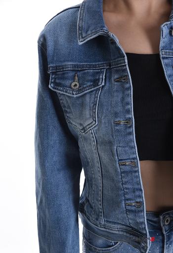 denim long sleeve Cotton Jacket with buttons with pockets - ph 4