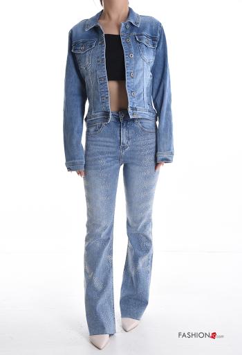 denim long sleeve Cotton Jacket with buttons with pockets - ph 5