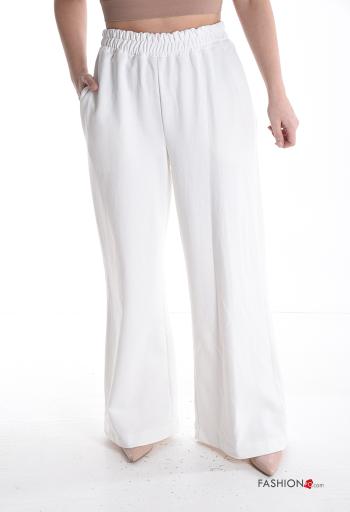 Pantalone sportivo in Cotone wide leg con tasche con elastico - ph 1