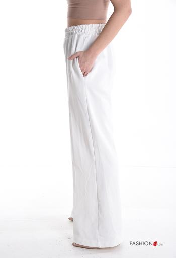 Pantalone sportivo in Cotone wide leg con tasche con elastico - ph 3
