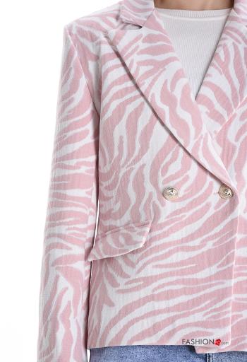Giacca in Cotone maniche lunghe Fantasia animalier con bottoni - ph 4
