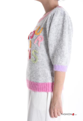 Lettering print short sleeve crew neck Sweater - ph 3