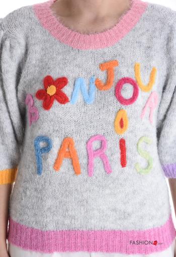 Lettering print short sleeve crew neck Sweater - ph 4