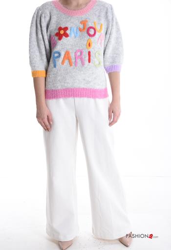 Lettering print short sleeve crew neck Sweater - ph 5