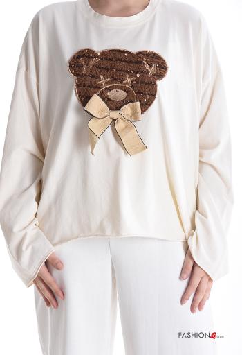 Animal motif crew neck Cotton Long sleeved top