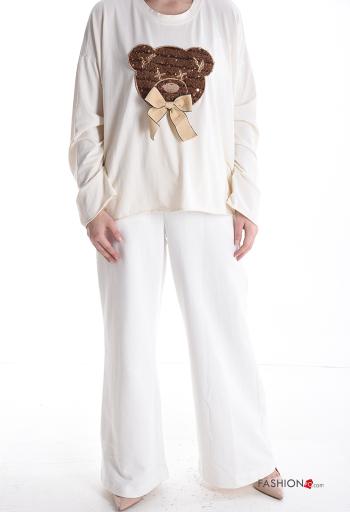 Animal motif crew neck Cotton Long sleeved top - ph 5