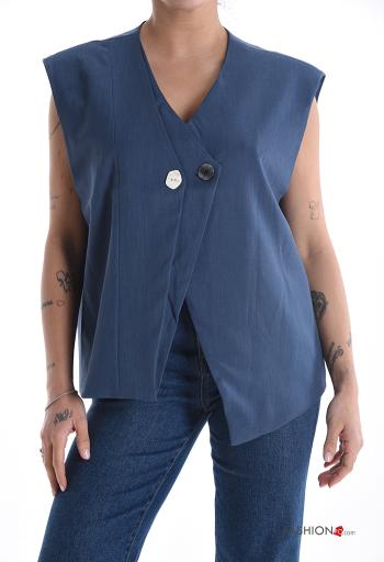 asymmetrical Gilet with buttons with v-neck