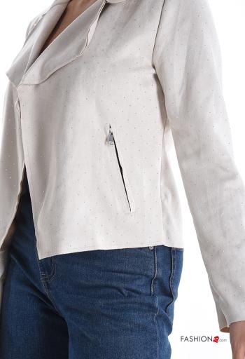 Giacca camoscio maniche lunghe senza fodera con tasche con zip - ph 4