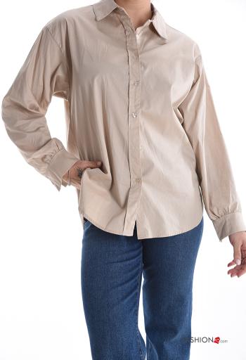 Camisa de Algodón manga larga con cuello con botones