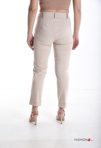 skinny Cotton Trousers with buttons with zip with pockets - ph 2