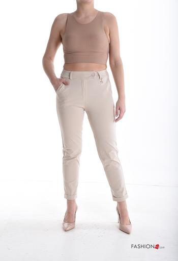 skinny Cotton Trousers with buttons with zip with pockets - ph 5