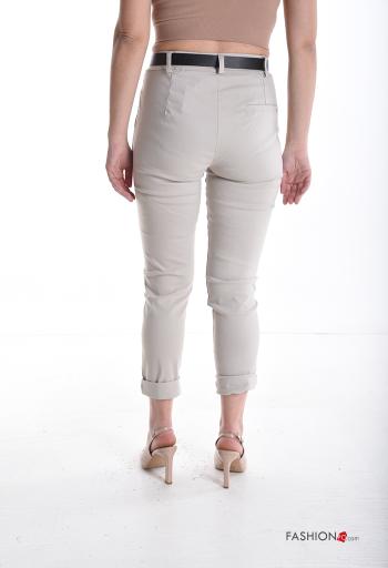 Calças skinny com bolsos com botões com cinto com fecho - ph 2